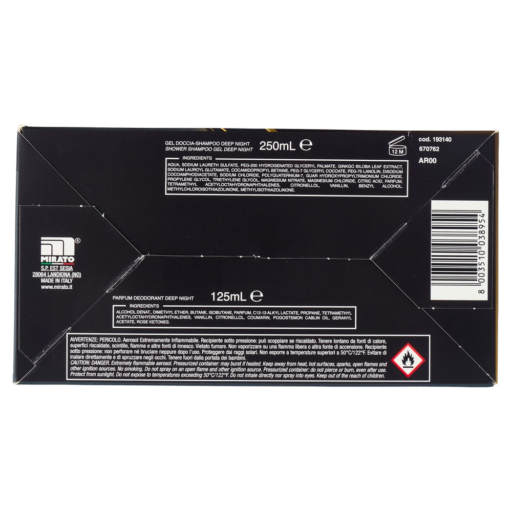 Intesa Sex Unisex Gel Doccia-Shampoo Deep Night 250 mL + Parfum Deodorant Deep Night 125 mL